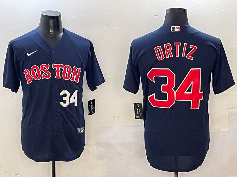 Men Boston Red Sox 34 Ortiz Blue Game 2025 Nike MLB Jersey style 5